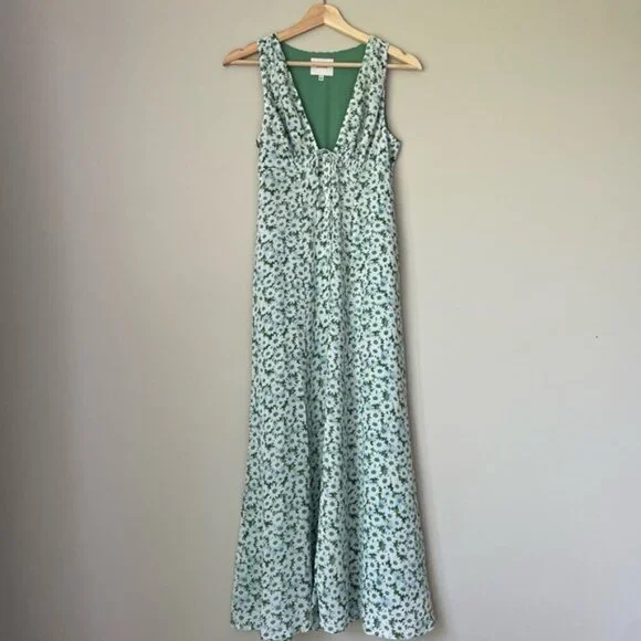 NEW Reformation Ceara Midi Dress Daisy Meadow Green Floral | US 0 UK 4 - Picture 9 of 16